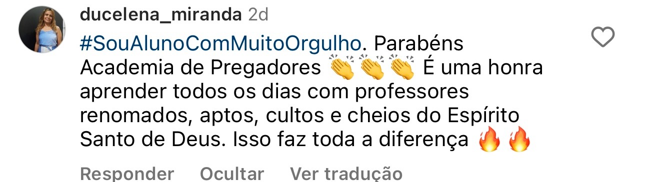 Depoimento de aluno da Academia de Pregadores