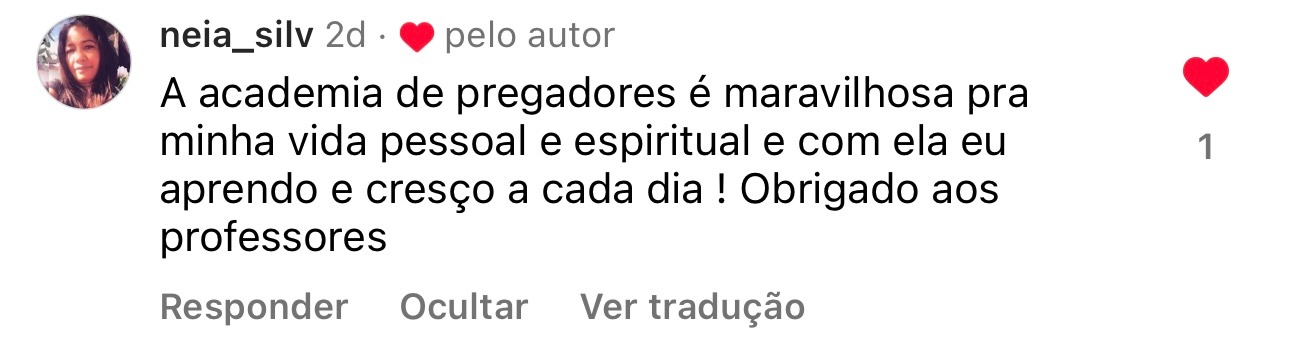 Depoimento de aluno da Academia de Pregadores