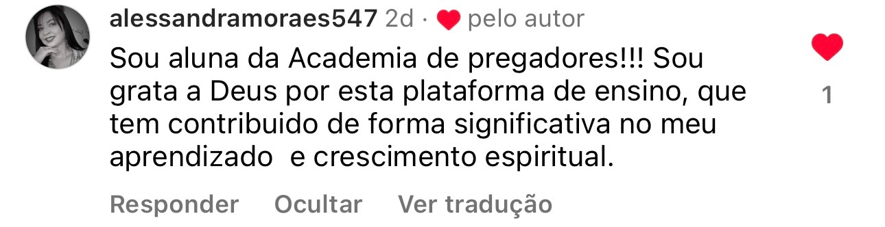 Depoimento de aluno da Academia de Pregadores