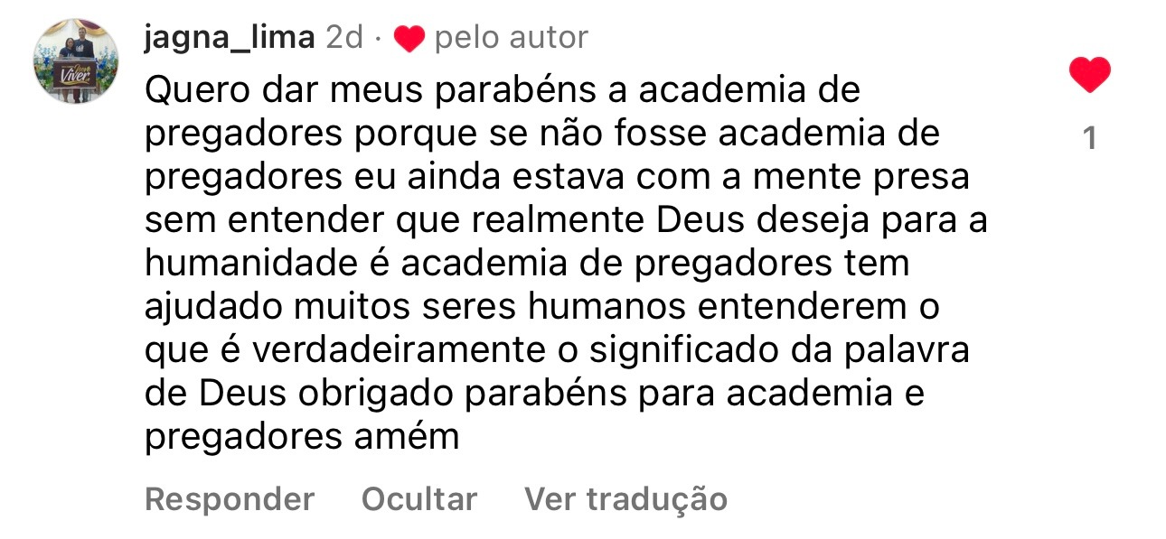 Depoimento de aluno da Academia de Pregadores
